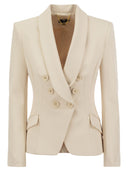 Elisabetta Franchi Double Breasted Crepe Jacket With Shawl Lapels