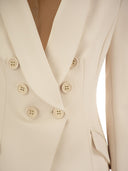 Elisabetta Franchi Double Breasted Crepe Jacket With Shawl Lapels