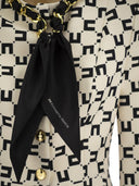 Elisabetta Franchi Logo Print Crepe Jacket With Foulard Chain