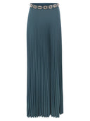 Elisabetta Franchi Long Pleated Georgette Skirt With Embroidery