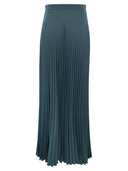 Elisabetta Franchi Long Pleated Georgette Skirt With Embroidery