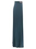 Elisabetta Franchi Long Pleated Georgette Skirt With Embroidery