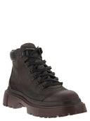 Hogan Greased Nubuck Leather Ankle Boot
