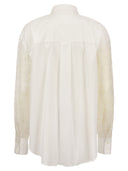 Brunello Cucinelli Stretch Cotton Poplin Shirt With Crispy Silk Broderie Anglaise Sleeve