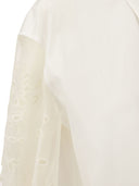 Brunello Cucinelli Stretch Cotton Poplin Shirt With Crispy Silk Broderie Anglaise Sleeve