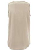 Brunello Cucinelli Reversible Stretch Silk Satin Top