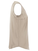 Brunello Cucinelli Reversible Stretch Silk Satin Top