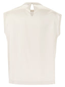 Brunello Cucinelli Silk T Shirt With Monili Details