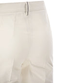 Brunello Cucinelli Cotton Twill Capri Trousers With Necklace