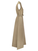 Brunello Cucinelli Techno Cotton Poplin Dress With Belt And Precious Shoulder Detail