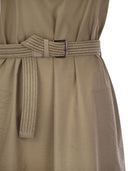 Brunello Cucinelli Techno Cotton Poplin Dress With Belt And Precious Shoulder Detail
