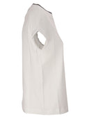 Brunello Cucinelli Stretch Cotton Jersey T Shirt With Precious Faux Layering