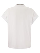 تي شيرت من قطن جيرسي مطاطي من Brunello Cucinelli مع خط عنق ثمين