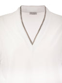 تي شيرت من قطن جيرسي مطاطي من Brunello Cucinelli مع خط عنق ثمين