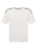 Brunello Cucinelli Stretch Cotton Jersey T Shirt With Shiny Shoulders