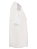 Brunello Cucinelli Stretch Cotton Jersey T Shirt With Shiny Shoulders