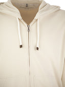 Brunello Cucinelli Techno Cotton Interlock Zip Front Hooded Sweatshirt