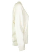 Brunello Cucinelli White V Neck Sweater Cashmere Sweater With Monili