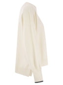 Brunello Cucinelli Cashmere a maglia con polsini di contrasto lucido