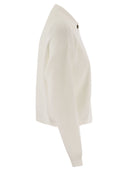 Brunello Cucinelli English Rib Cotton Polo Style Jersey With Jewellery