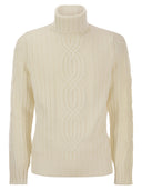 Brunello Cucinelli Braided Cashmere Turtleneck Sweater