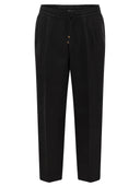 Brunello Cucinelli Leisure Fit broek in kleding geverfd linnen gabardine met trekkoord en dubbele darts