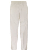 Brunello Cucinelli Leisure Fit Cotton Gabardine Trousers With Drawstring And Double Darts