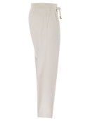 Brunello Cucinelli Leisure Fit Cotton Gabardine Trousers With Drawstring And Double Darts