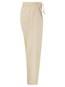 Brunello Cucinelli Leisure Fit Cotton Gabardine Trousers With Drawstring And Double Darts