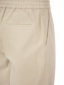 Brunello Cucinelli Leisure Fit Cotton Gabardine Trousers With Drawstring And Double Darts