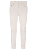 Brunello Cucinelli Garment Dyed Traditional Fit Five Pocket Trousers In Slubbed Cotton Denim
