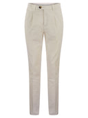 Brunello Cucinelli Garment Dyed Leisure Fit Trousers In American Pima Comfort Cotton With Pleats