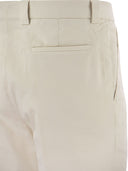 Brunello Cucinelli Garment Dyed Leisure Fit Trousers In American Pima Comfort Cotton With Pleats