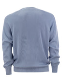 Brunello Cucinelli Cotton Rib Sweater With Raglan Sleeve