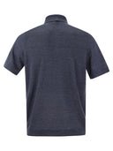 Brunello Cucinelli linnen en katoenen gebreide poloshirt