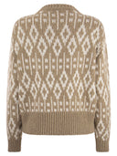 Brunello Cucinelli Dazzling Vintage Jacquard Cashmere Sweater Feather