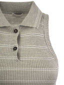 Brunello Cucinelli Sleeveless Ribbed Polo Shirt