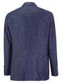 Brunello Cucinelli Jacket à poitrine simple en laine et serpentage en linge