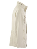Brunello Cucinelli Field Jacket In Linen And Silk Membrane Panama With Heat Tapes