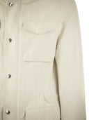 Brunello Cucinelli Field Jacket In Linen And Silk Membrane Panama With Heat Tapes