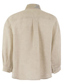 Brunello Cucinelli Linen Linen Shirt With Dazzling Magnolia Collar