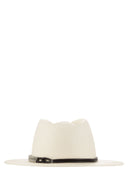 Fedora di paglia di Brunello Cucinelli con fascia e collana in pelle