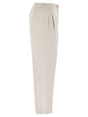 Brunello Cucinelli Slouchy Trousers In Cotton Gabardine And Linen
