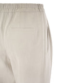 Brunello Cucinelli Slouchy Trousers In Cotton Gabardine And Linen