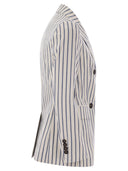 Brunello Cucinelli a doppia giacca del petto in cotone e lino