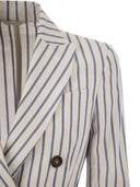 Brunello Cucinelli a doppia giacca del petto in cotone e lino