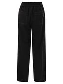 Brunello Cucinelli Light Stretch Cotton Fleece Trousers With Shiny Tab