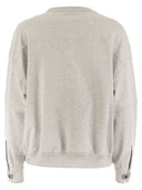 Brunello Cucinelli Cotton Interlock Topwear With Shiny Sleeve Detail