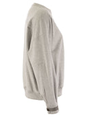 Brunello Cucinelli Cotton Interlock Topwear With Shiny Sleeve Detail