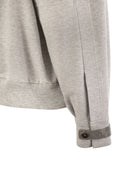 Brunello Cucinelli Cotton Interlock Topwear With Shiny Sleeve Detail
